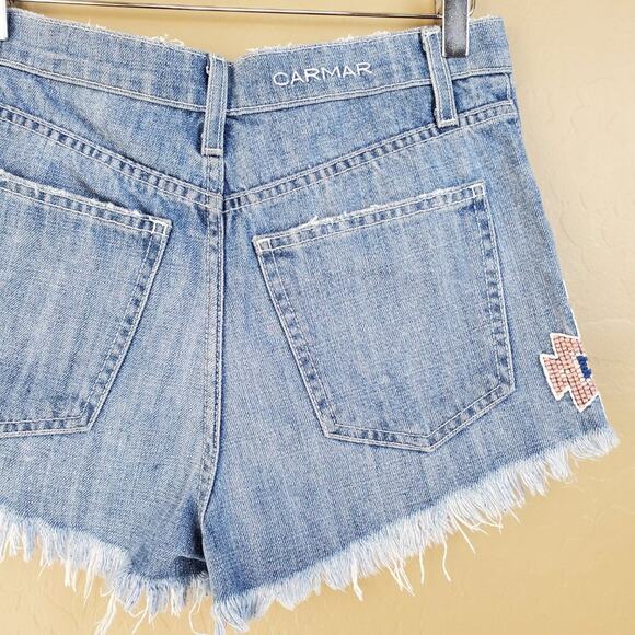 Carmar High Rise Distressed Cutoff Tribal Shorts - Picture 7 of 9